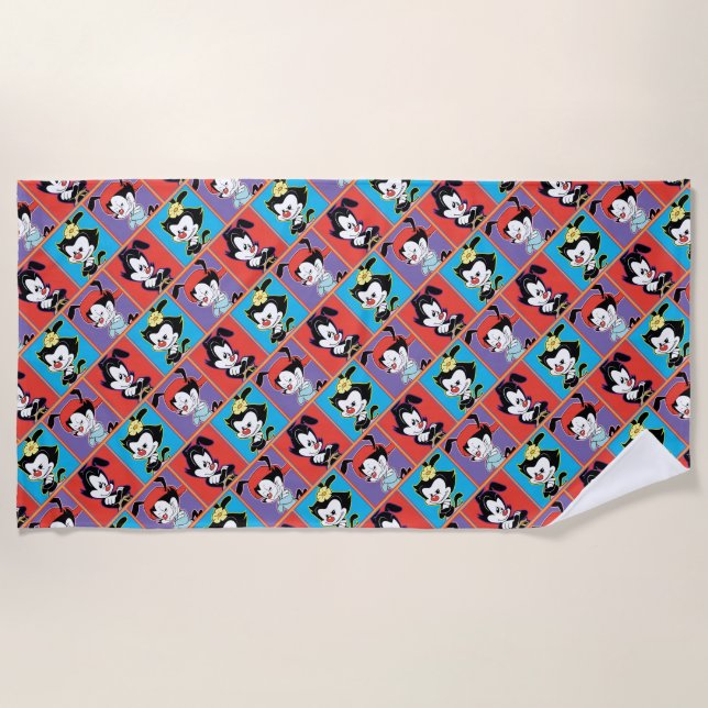 Animaniacs | Yakko, Dot, & Wakko Panel Graphic Beach Towel (Front)