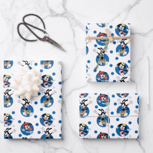 Animaniacs   Yakko, Wakko, & Dot Circle Pattern Wrapping Paper Sheet