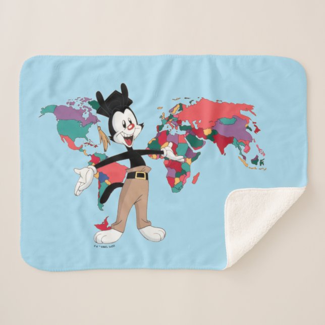 Animaniacs | Yakko's World Map Graphic Sherpa Blanket (Front (Horizontal))