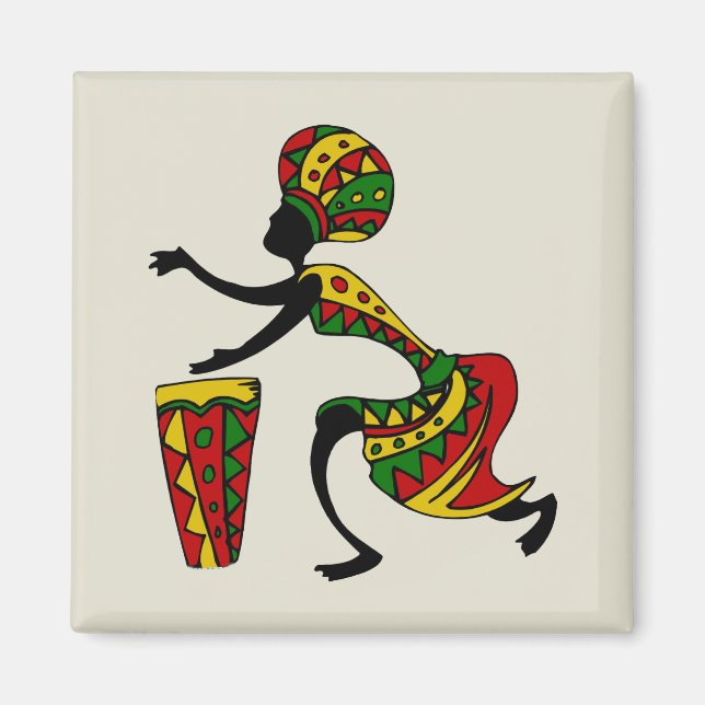 Animated African Drummer Magnet (Front)