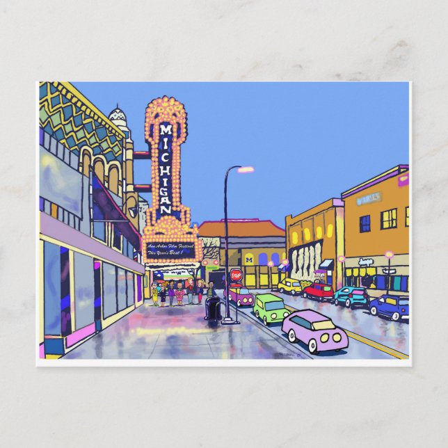 ANIMATED ANN ARBOR NIGHT POSTCARD (Front)