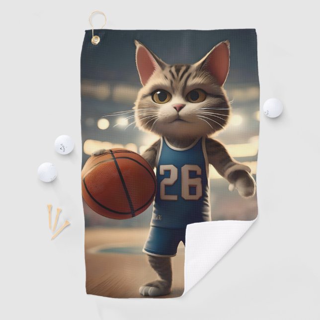 Animated Basketball Cat, Golf Towel (InSitu)