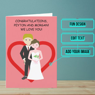 Animated Blonde Couple Wedding Day Congratulations Card