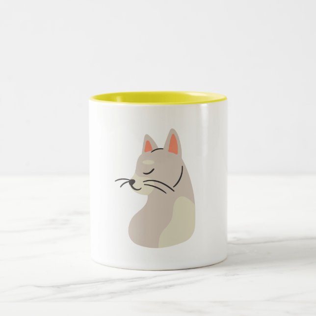 Animated Cat Two-Tone Coffee Mug (Center)