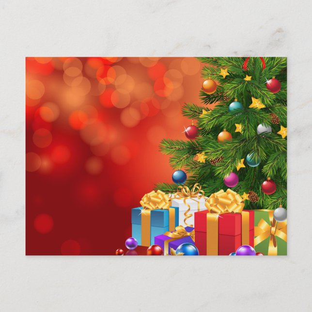 Animated Christmas Tree and Gifts Holiday Postcard (Front)