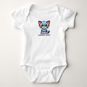 Animated Colourful Tie Dye Fun Cartoon Kitty Cat Baby Bodysuit