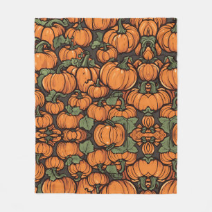 Animated Cute Pumpkin Minimalist Fall Halloween Fleece Blanket