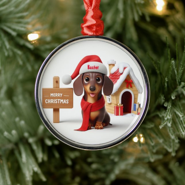 Animated Dachshund Puppy Metal Tree Decoration (Tree)