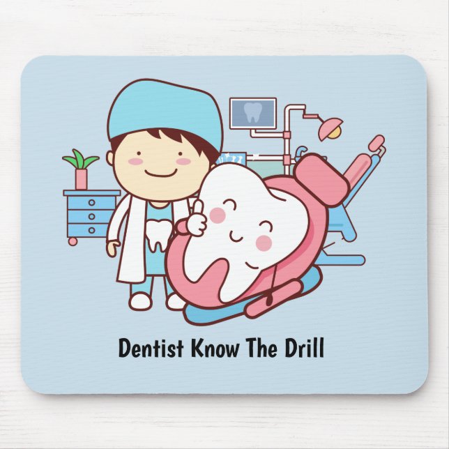 Animated dentist with tooth mouse pad (Front)