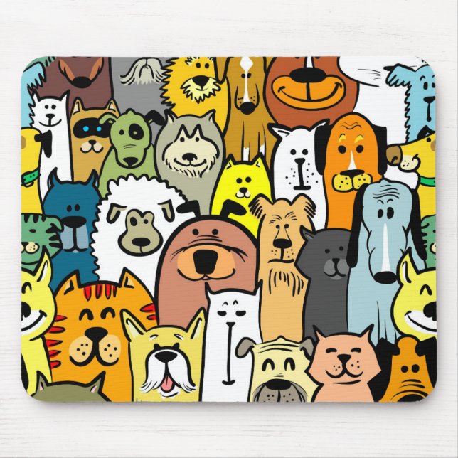 Animated Dogs and Cats illustrations Mouse Pad (Front)