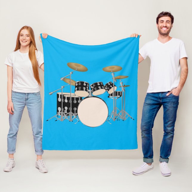 Animated Drum set Fleece Blanket (In Situ)