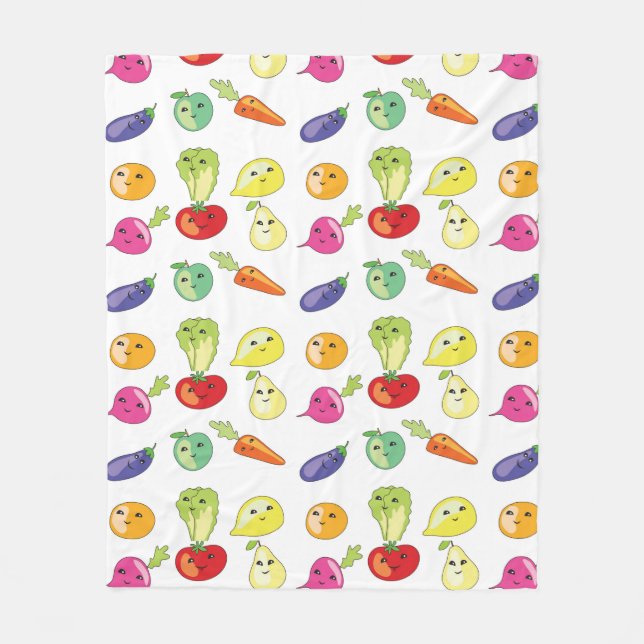 animated fruits and vegetables fleece blanket (Front)