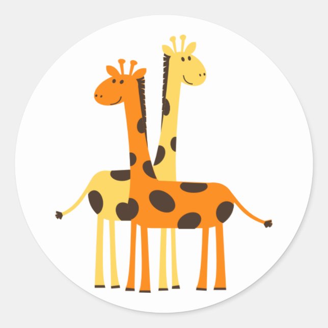 Animated Giraffes Classic Round Sticker (Front)