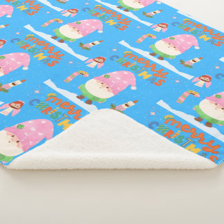 Animated Gnome Merry Christmas  Sherpa Blanket