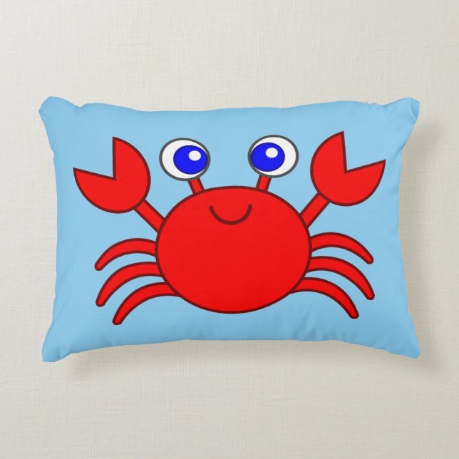 Animated  Happy Red Crab Decorative Cushion (Front)