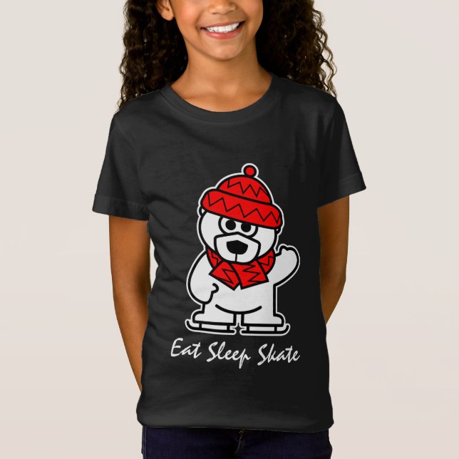 Animated ice skating polar bear t shirt (Front)