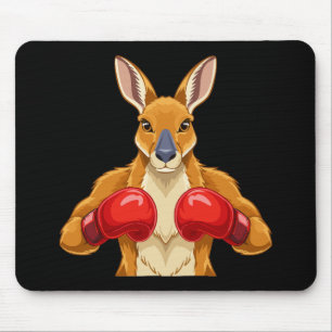 Animated kangaroo with red boxing gloves mouse pad