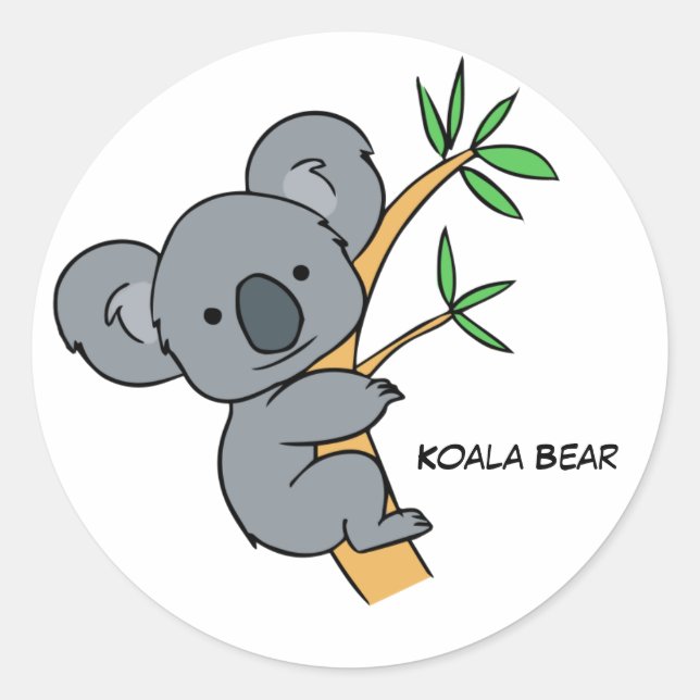 Animated Koala Bear Classic Round Sticker (Front)