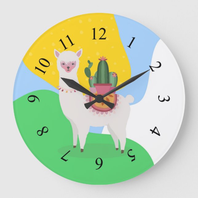 Animated llama design large clock (Front)