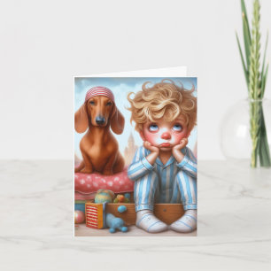 Animated Night Cap Dachshund Card