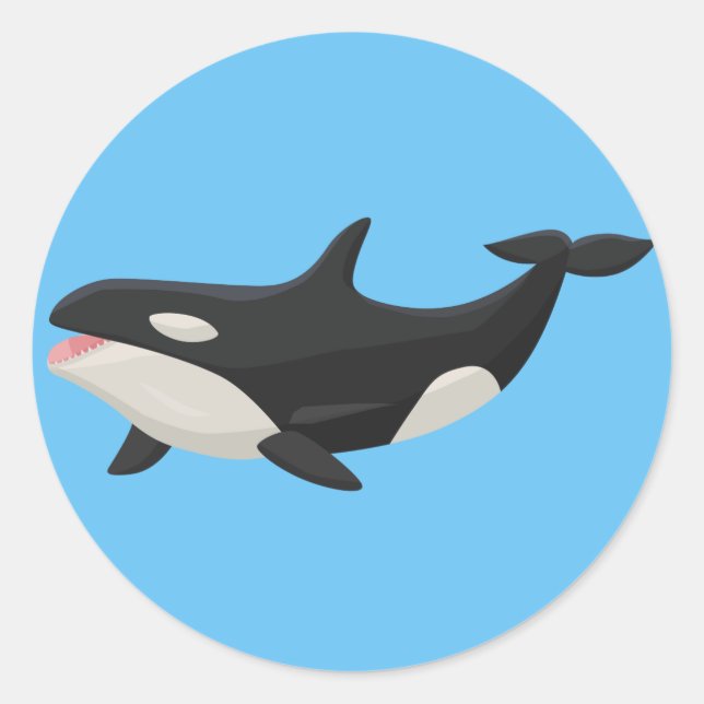 Animated Orca whale Classic Round Sticker (Front)