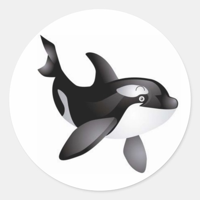 Animated Orca Whale round stick Classic Round Sticker (Front)