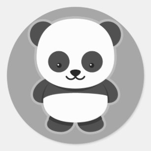 Animated Panda Bear Classic Round Sticker