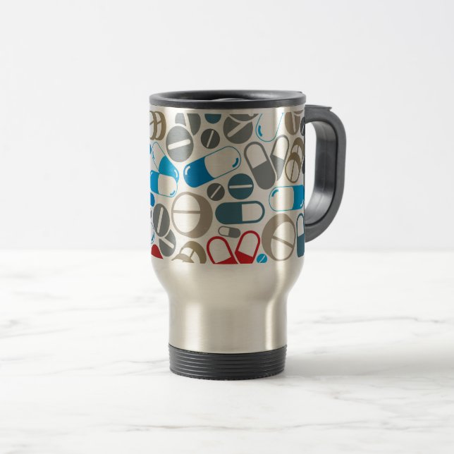 Animated pharmacy pills travel mug (Front Right)