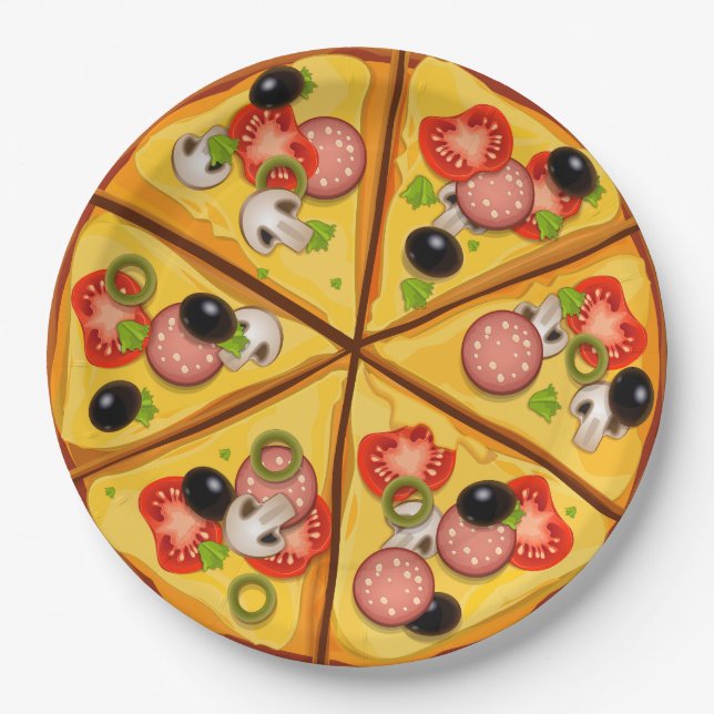 Animated Pizza pie background Paper Plate (Front)