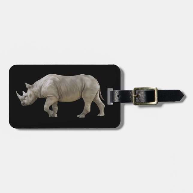 Animated Rhinocerose Luggage Tag (Front Horizontal)