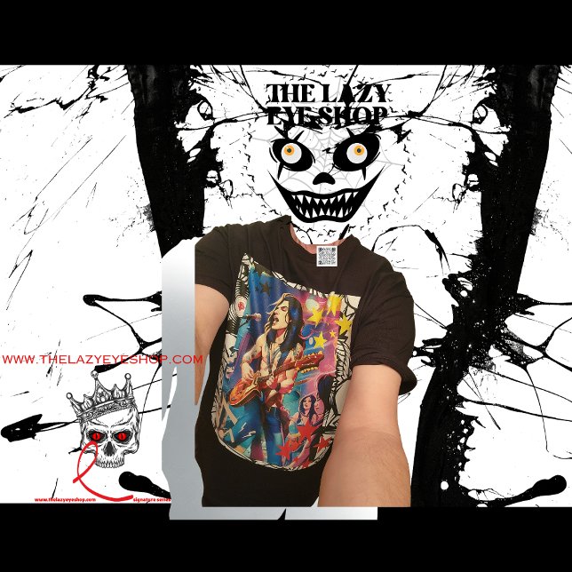 Animated Rocker Design Men's Tee (Actual body of model.)