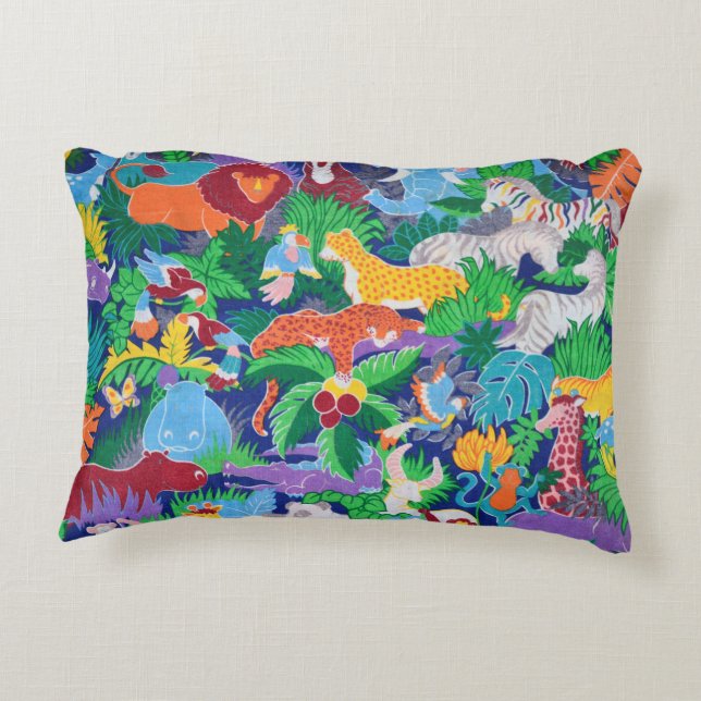 Animated Safari Animals Decorative Cushion (Back)