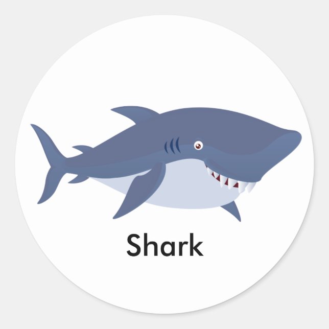Animated Shark Classic Round Sticker (Front)