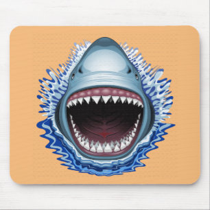 Animated shark face teeth mouse pad