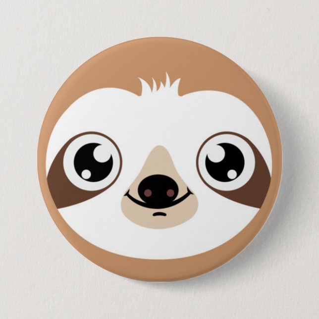 Animated Sloth Face 7.5 Cm Round Badge (Front)