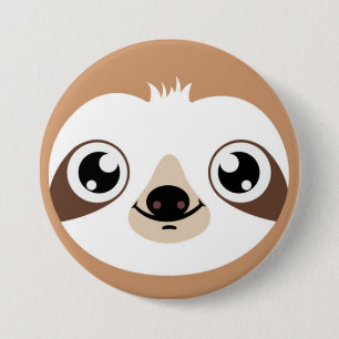 Animated Sloth Face 7.5 Cm Round Badge