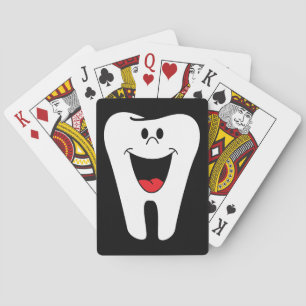 Animated smiling tooth playing cards