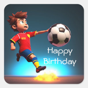 Animated Soccer Player With Ball, Birthday Sticker