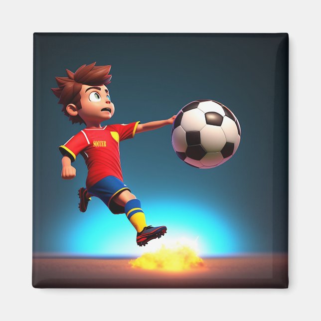 Animated Soccer Player With Ball, Magnet (Front)