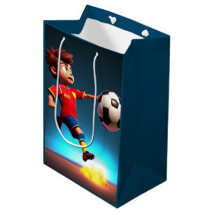 Animated Soccer Player With Ball,  Medium Gift Bag