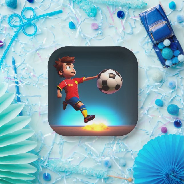 Animated Soccer Player With Ball,  Paper Plate (Party)