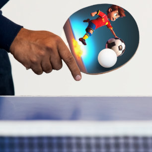 Animated Soccer Player With Ball, Ping Pong Paddle