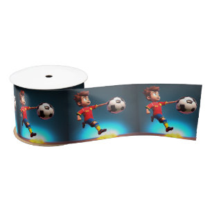 Animated Soccer Player With Ball, Satin Ribbon