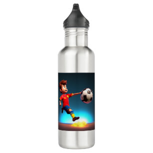 Animated Soccer Player With Ball, Water Bottle
