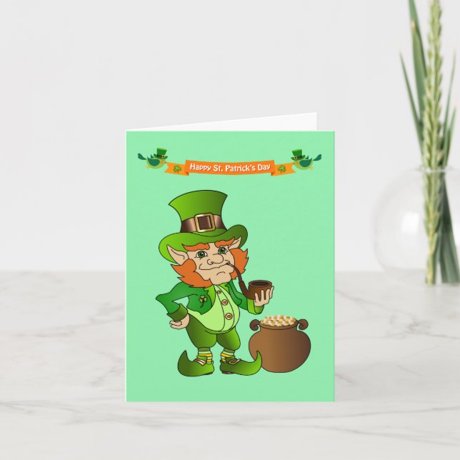 Animated St. Patrick's Day Leprechaun Card (Front)