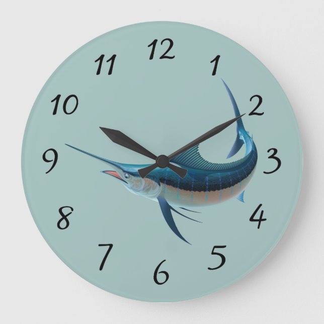 Animated Swordfish Large Clock (Front)
