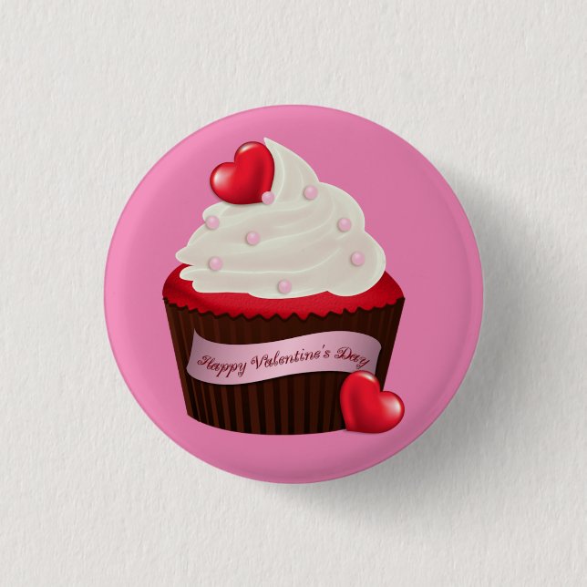 Animated Valentine's Day Cupcake 3 Cm Round Badge (Front)