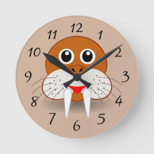 Animated Walrus Round Clock