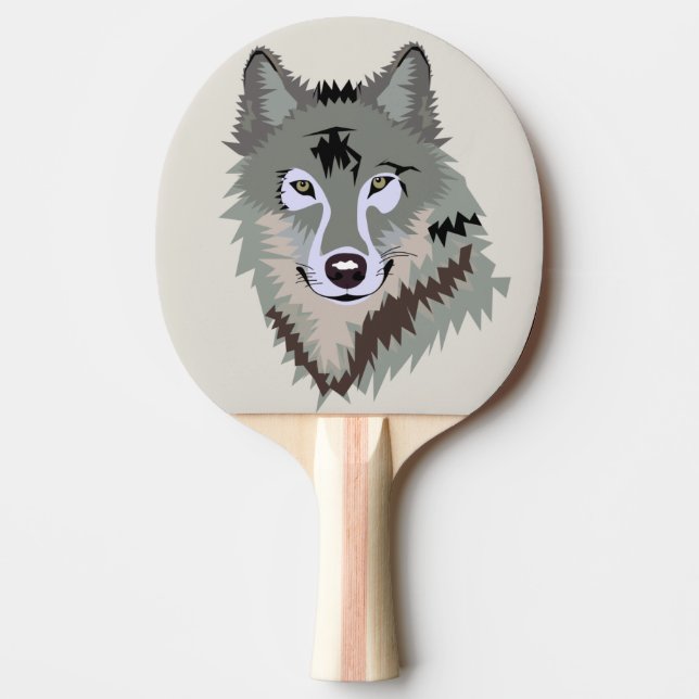 Animated Wolf Ping Pong Paddle (Front)