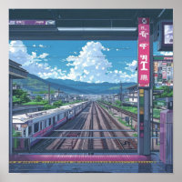 Anime Aesthetic Inside Train Station Landscape Art